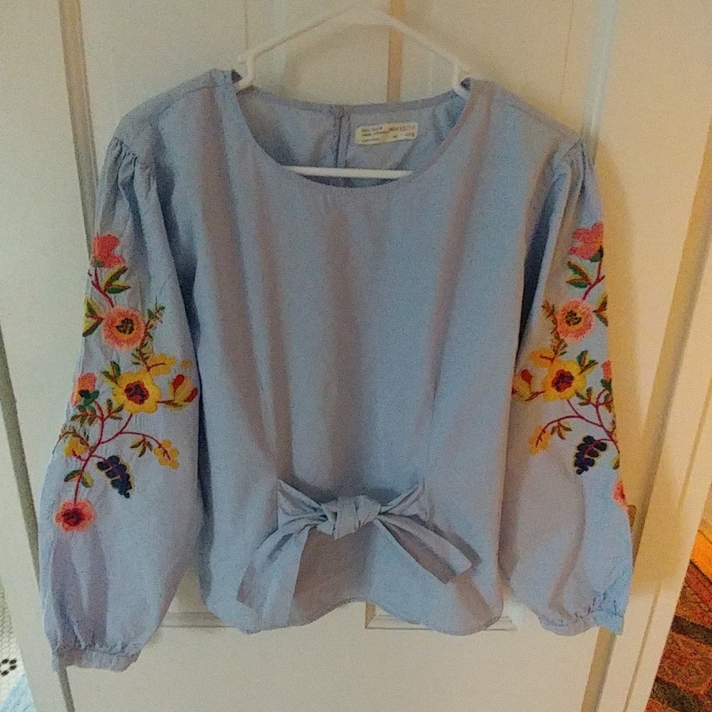 Tie front cotton blouse